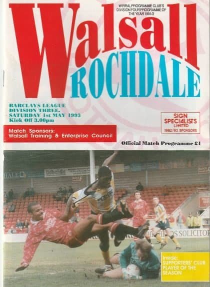 Walsall v Rochdale  01-May-1993