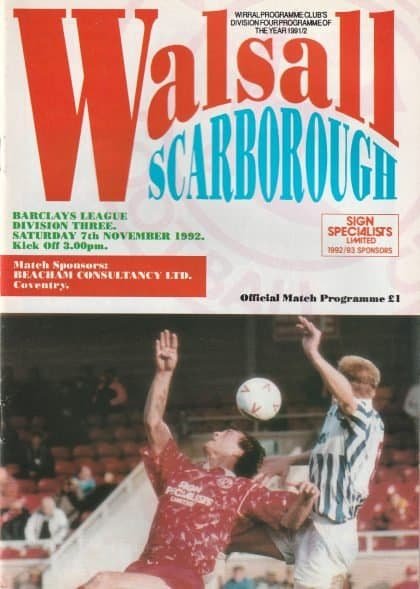 Walsall v Scarborough  07-Nov-1992