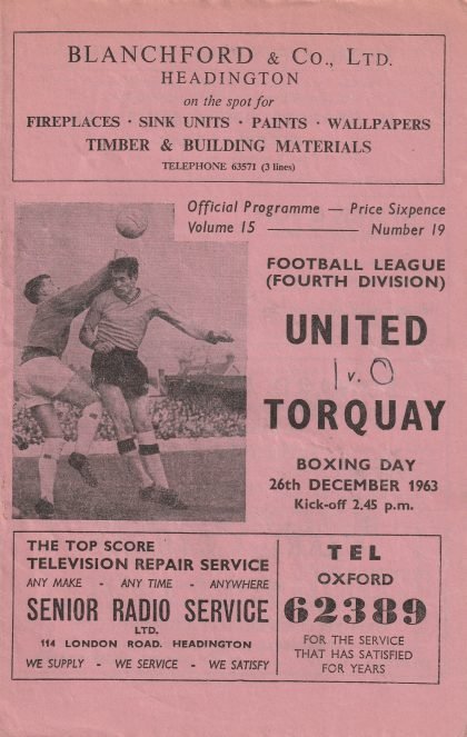 Oxford United v Torquay United 26-Dec-1963