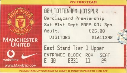 Manchester United v Tottenham Hotspur  21-Sep-2002