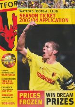 Watford Season Ticket 2003-04 Application brochure