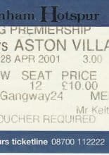 Tottenham Hotspur v Aston Villa 28-Apr-2001