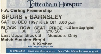 Tottenham Hotspur v Barnsley 20-Dec-1997