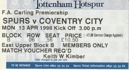 Tottenham Hotspur v Coventry City 13-Apr-1998