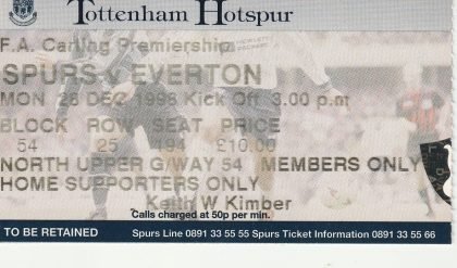 Tottenham Hotspur v Everton 26-Dec-1998
