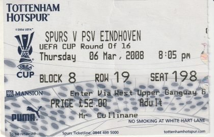 Tottenham Hotspur v PSV Eindhoven 06-Mar-2008