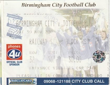 Birmingham City v Tottenham Hotspur 30-Nov-2002