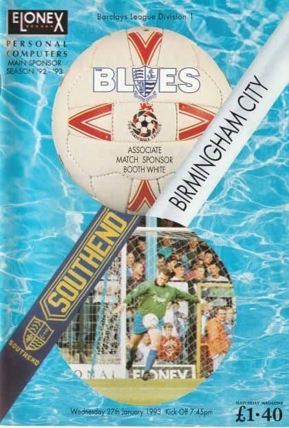 Southend United v Birmingham City 27-Jan-1993