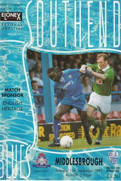 Southend United v Middlesbrough 11-Sep-1993