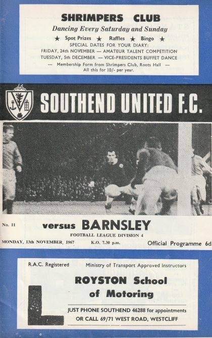 Southend United v Barnsley 13-Sep-1967