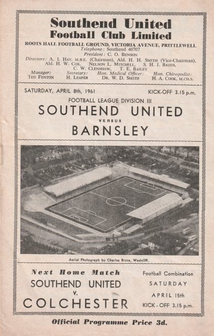Southend United v Barnsley 08-Apr-1961
