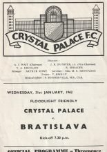 Crystal Palace v Bratislava 31-Jan-1962