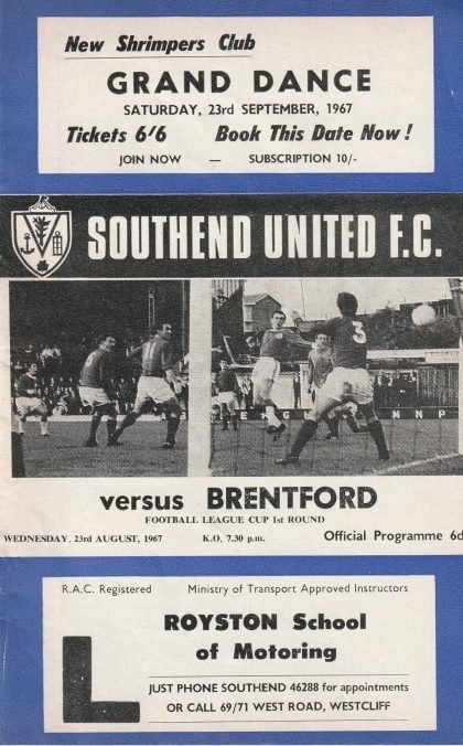Southend United v Brentford 23-Aug-1967