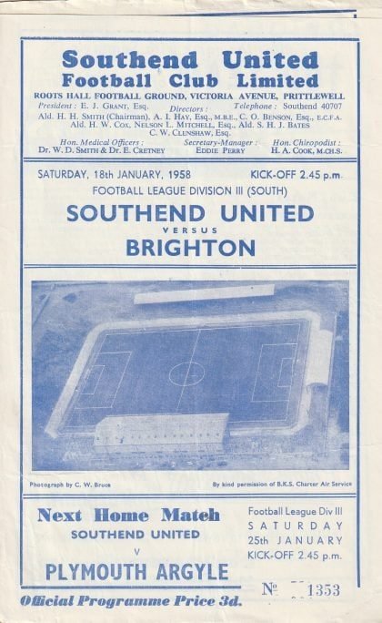 Southend United v Brighton & Hove Albion 18-Jan-1958