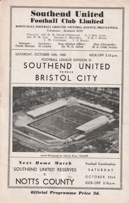 Southend United v Bristol City  15-Oct-1960