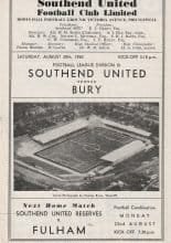 Southend United v Bury 20-Aug-1960
