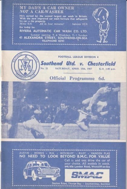 Southend United v Chesterfield   15-Apr-1967