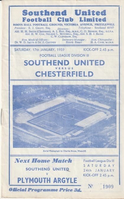 Southend United v Chesterfield 17-Jan-1959