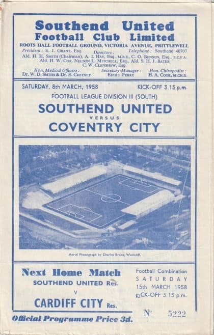 Southend United v Coventry City 08-Mar-1958