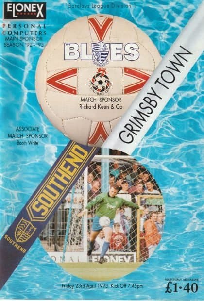 Southend United v Grimsby Town 23-Apr-1993