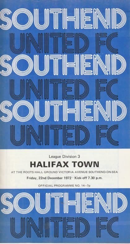 Southend United v Halifax Town 22-Dec-1972