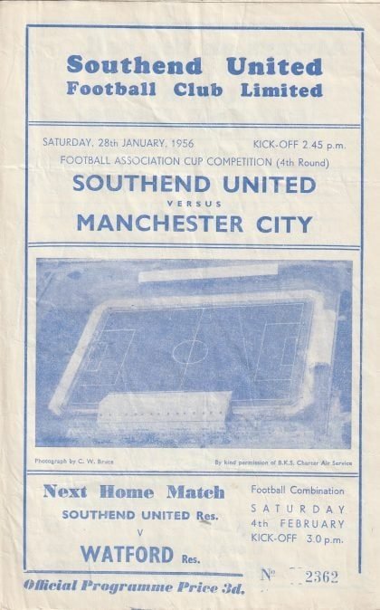Southend United v Manchester City 28-Jan-1956