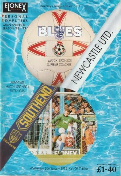 Southend United v Newcastle United   20-Jan-1993