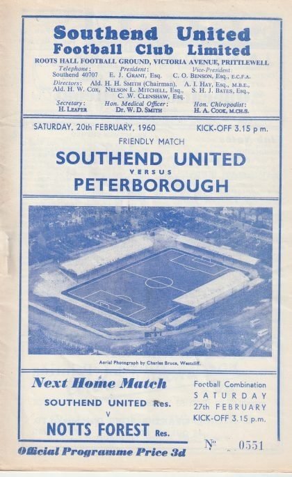 Southend United v Peterborough United  20-Feb-1960