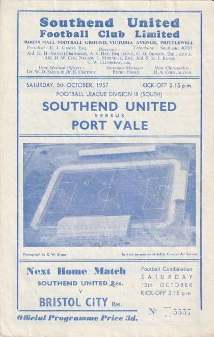 Southend United v Port Vale 05-Oct-1957