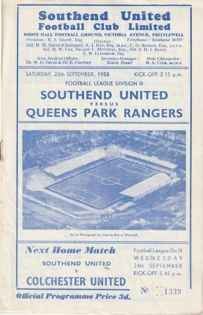 Southend United v Queens Park Rangers 20-Sep-1958
