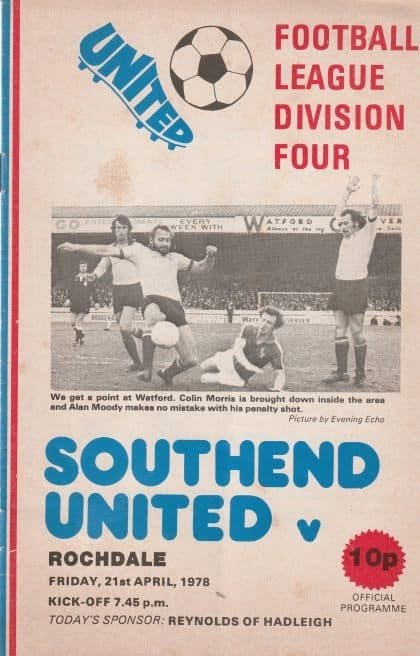 Southend United v Rochdale 21-Apr-1978