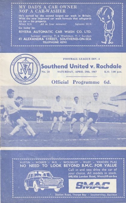 Southend United v Rochdale  29-Apr-1967