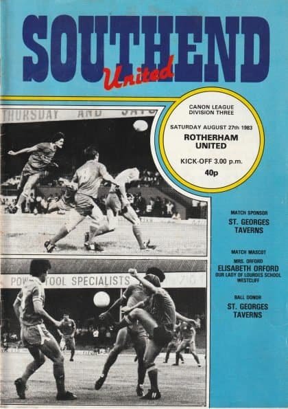 Southend United v Rotherham United  27-Aug-1983