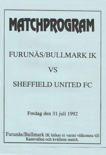 Furunäs / Bullmark IK v Sheffield United  31-Jul-1992