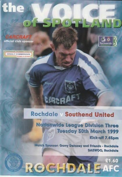 Rochdale v Southend United  30-Mar-1999