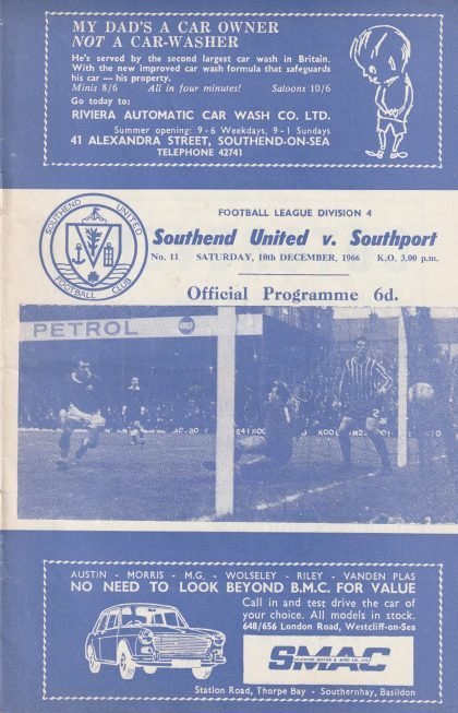 Southend United v Southport  10-Dec-1966