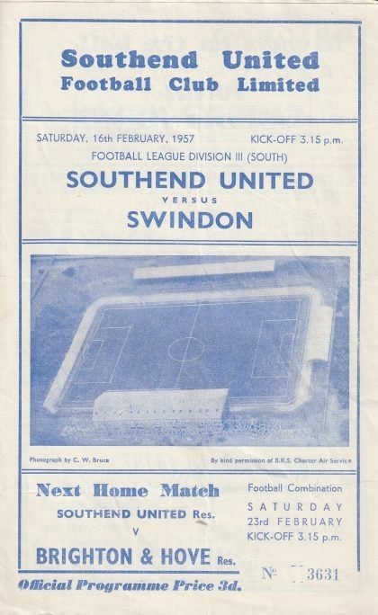Southend United v Swindon Town 16-Feb-1957
