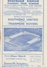 Southend United v Tranmere Rovers  10-Sep-1958