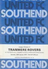 Southend United v Tranmere Rovers 20-Jan-1973