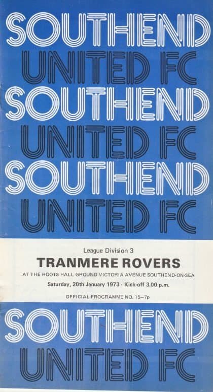 Southend United v Tranmere Rovers 20-Jan-1973