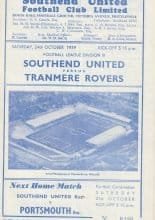 Southend United v Tranmere Rovers  24-Oct-1959