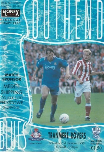 Southend United v Tranmere Rovers  02-Oct-1993
