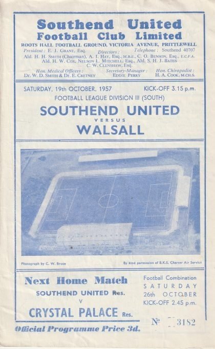 Southend United v Walsall  19-Oct-1957