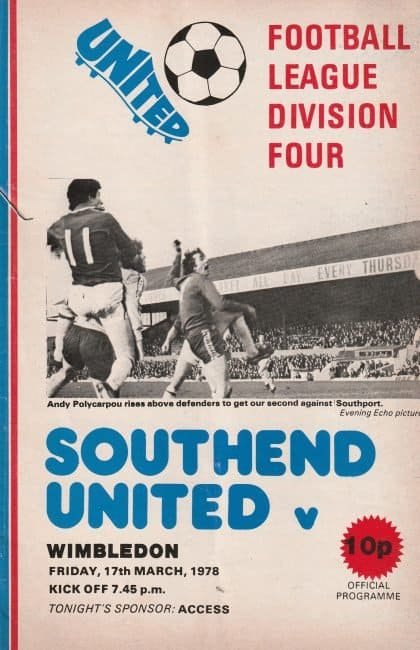 Southend United v Wimbledon  17-Mar-1978