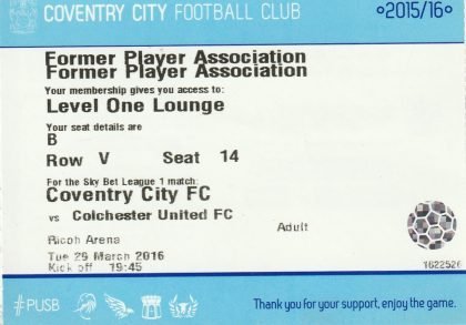 Coventry City v Colchester United 29-Mar-2016