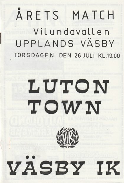 Luton Town v Väsby IK  26-Jul-1984
