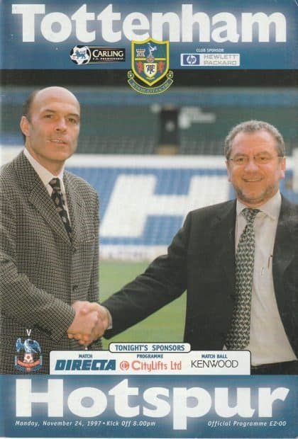 Tottenham Hotspur v Crystal Palace  24-Nov-1997