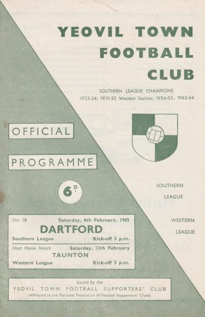 Yeovil Town v Dartford  06-Feb-1965