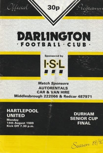 Darlington v Hartlepool United 14-Aug-1989