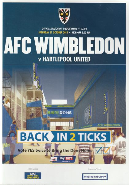 AFC Wimbledon v Hartlepool United   31-Oct-2015